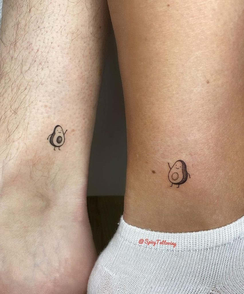 matching avocado couple tattoo