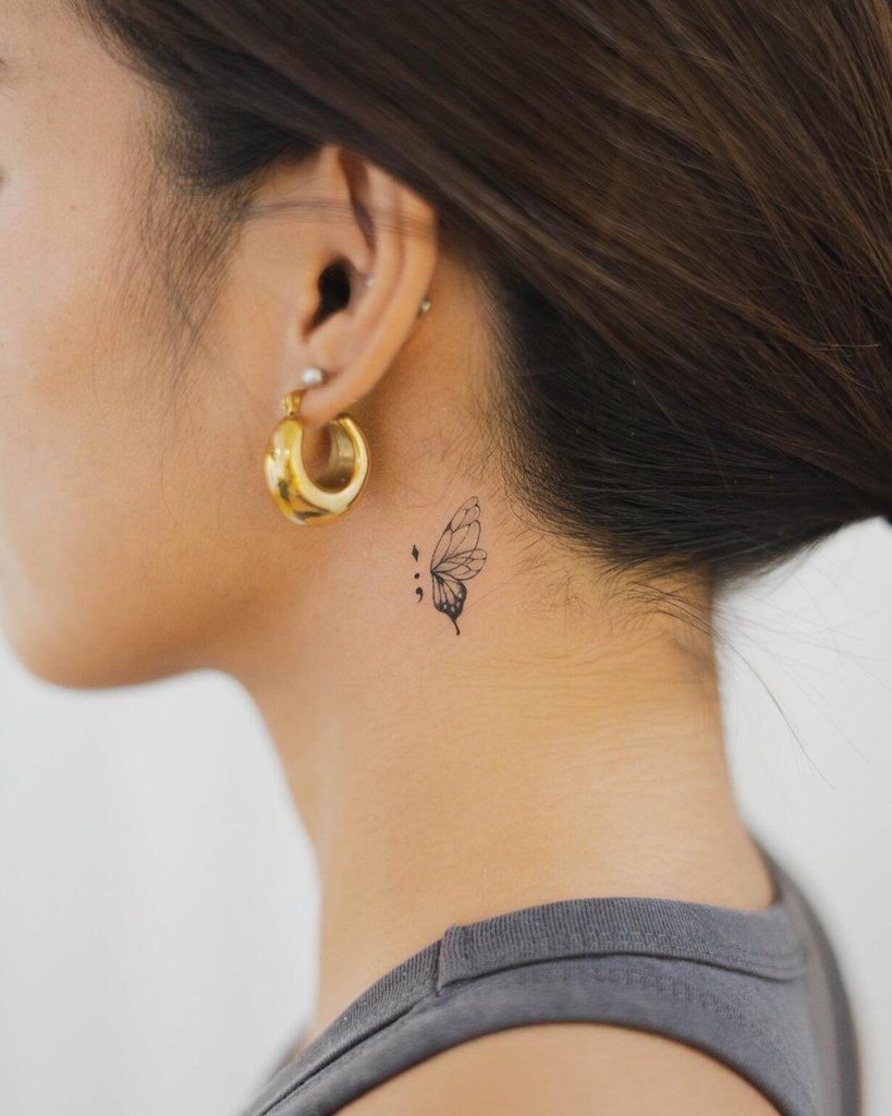 neck tattoo butterfly sample