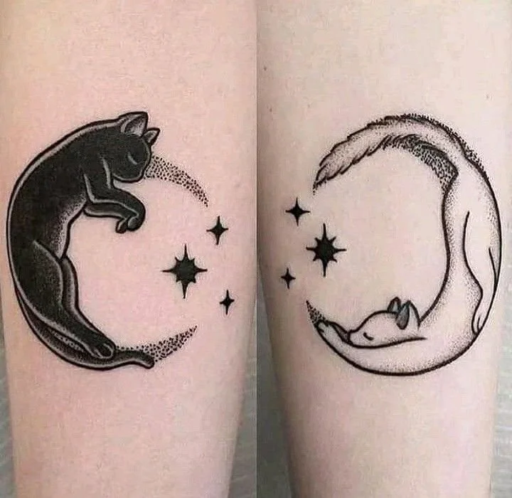 matching cats couple tattoo