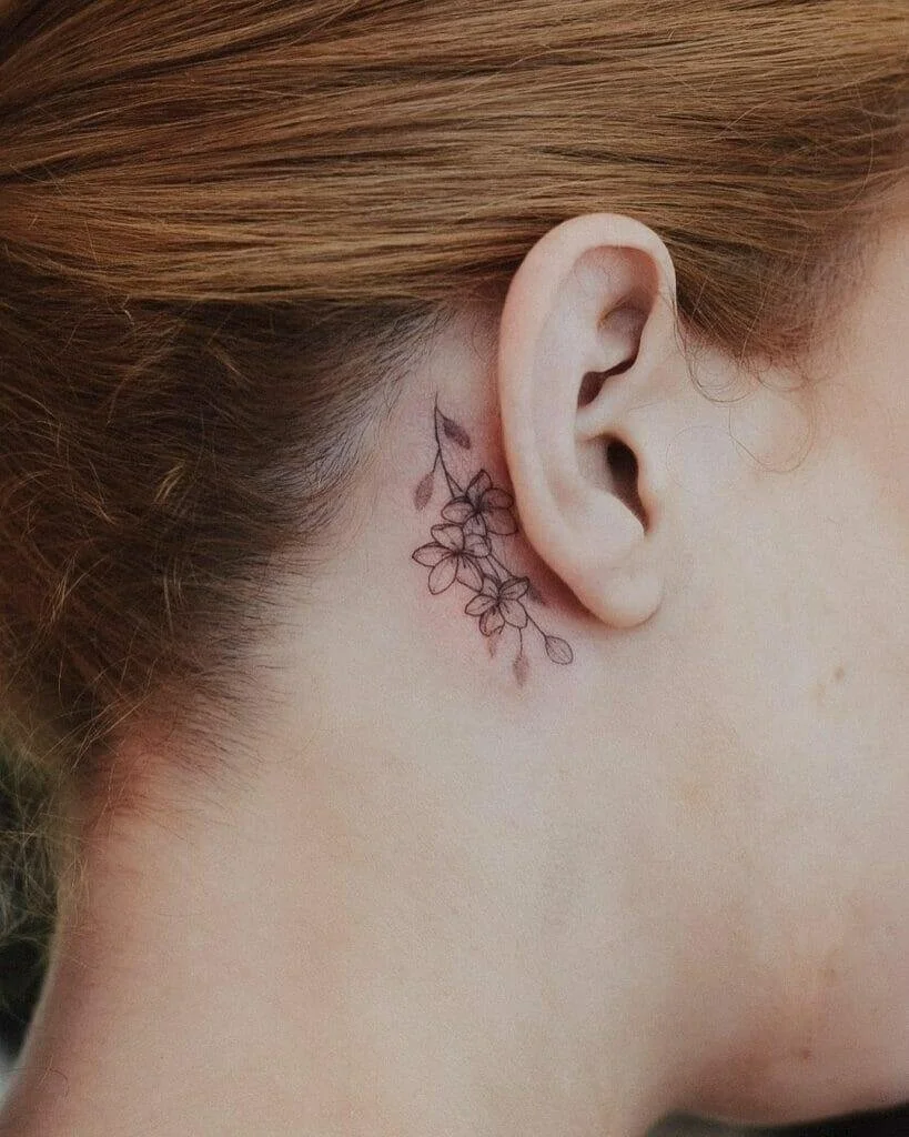 neck tattoo Japan cherry blossom