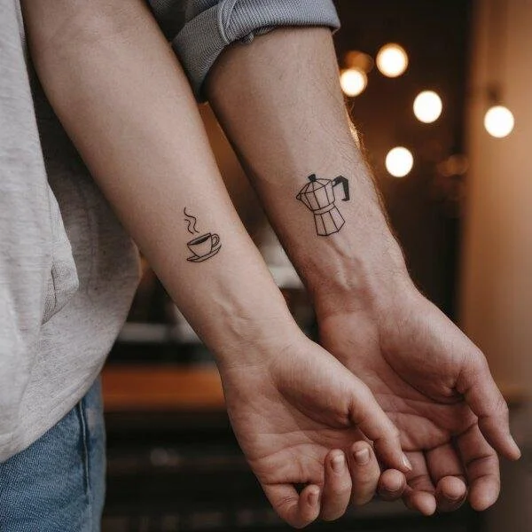 matching coffee couple tattoo