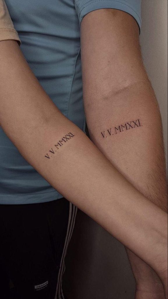 matching date couple tattoo