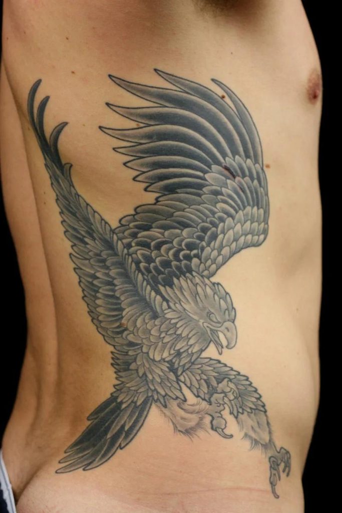 side breast tattoo eagle design