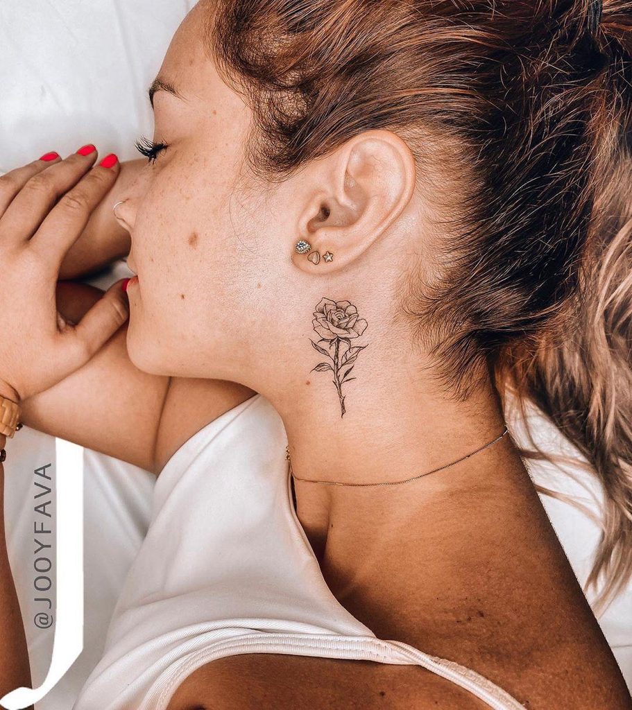 neck tattoo rose