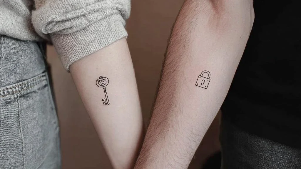 couple tattoo lock & key