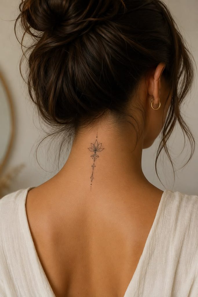 neck tattoo lotus idea