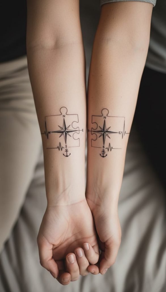 wrist puzzle couple tattoo