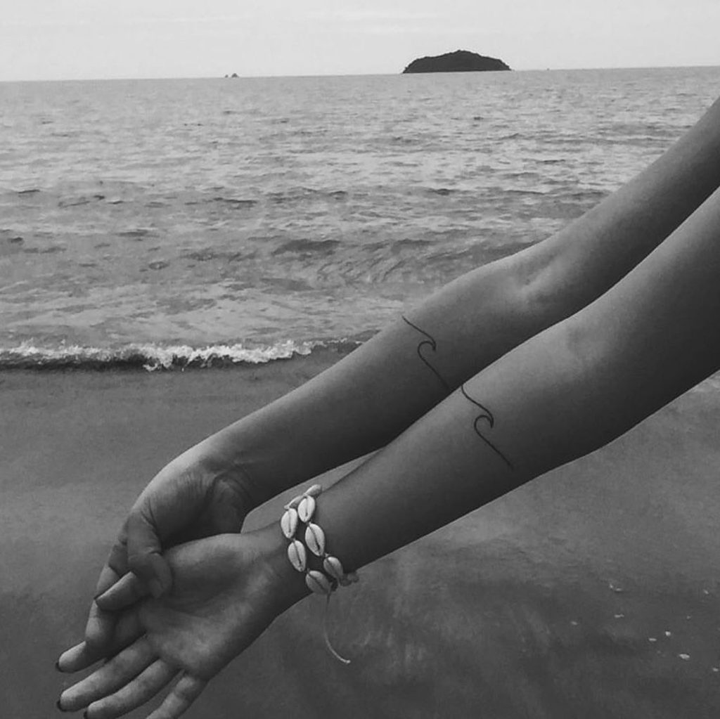 waves couple tattoo wrist