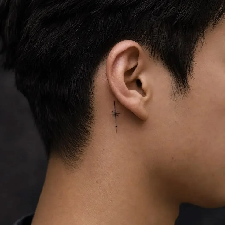 behind ear tattoo minimal star