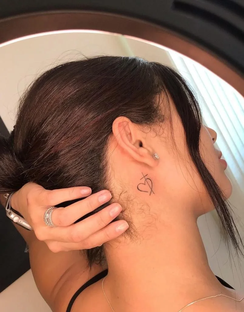neck tattoo minimal heart