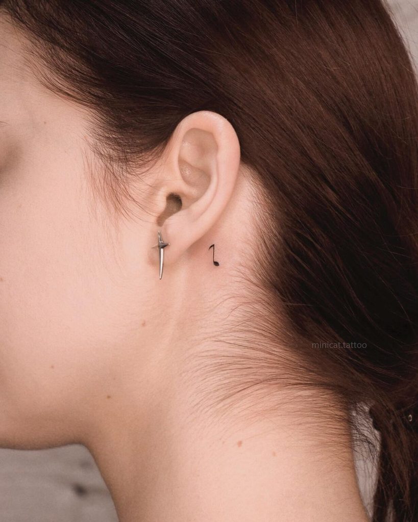 behind ear tattoo music note idea
