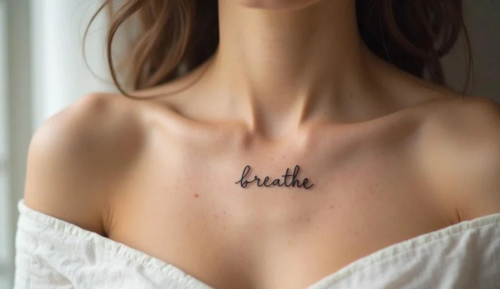 personal script breast tattoo