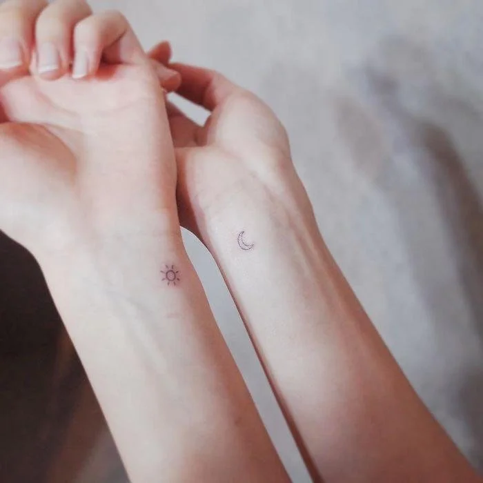 couple tattoo idea sun & moon
