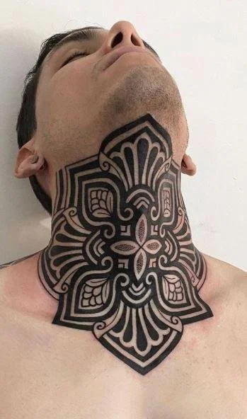 throat neck tattoo men