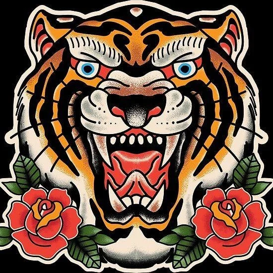 Oldschool Tiger Tattoo share historical artistic influences
