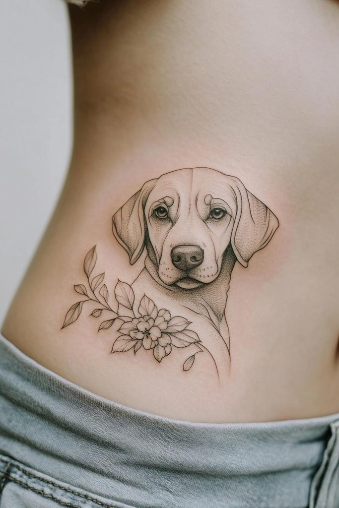 Fine Line Realism Tattoo: small dog