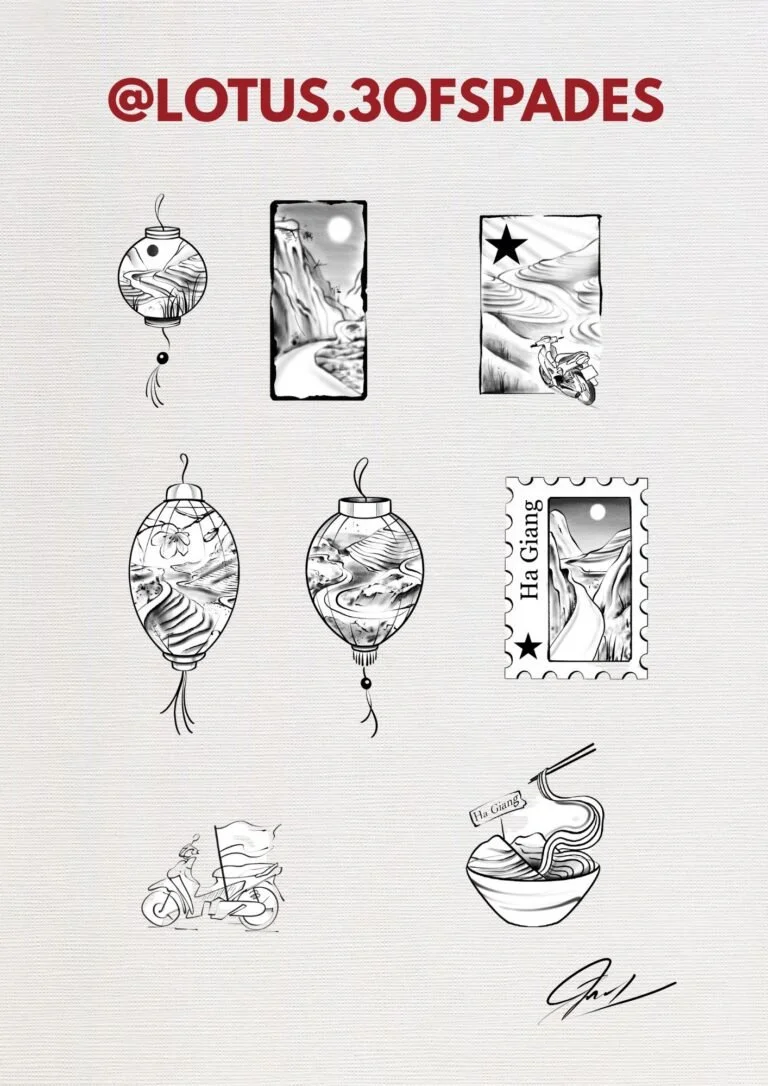 Ha Giang Flash Design | Lotus 3 of Spades Hanoi Tattoo