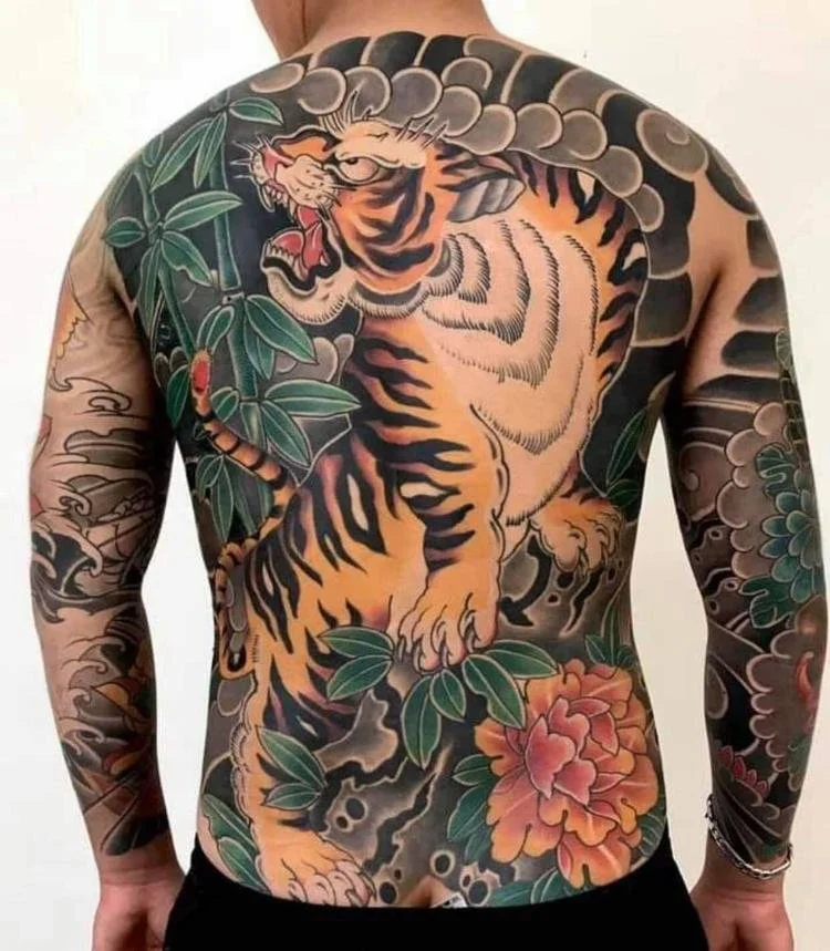 Back Japanese Tiger Tattoo 