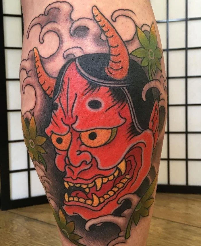 Red is one of the most recognizable colors associated with Oni Tattoo