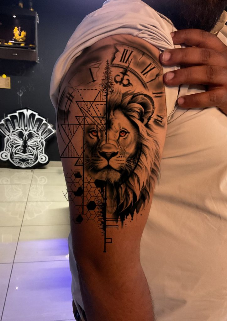 lion design for half sleeve tattoo