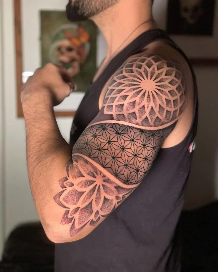 half sleeve tattoo mandala design