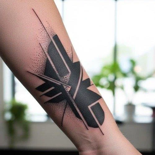 Modern Blackwork Tattoo Experimenting with geometric abstraction