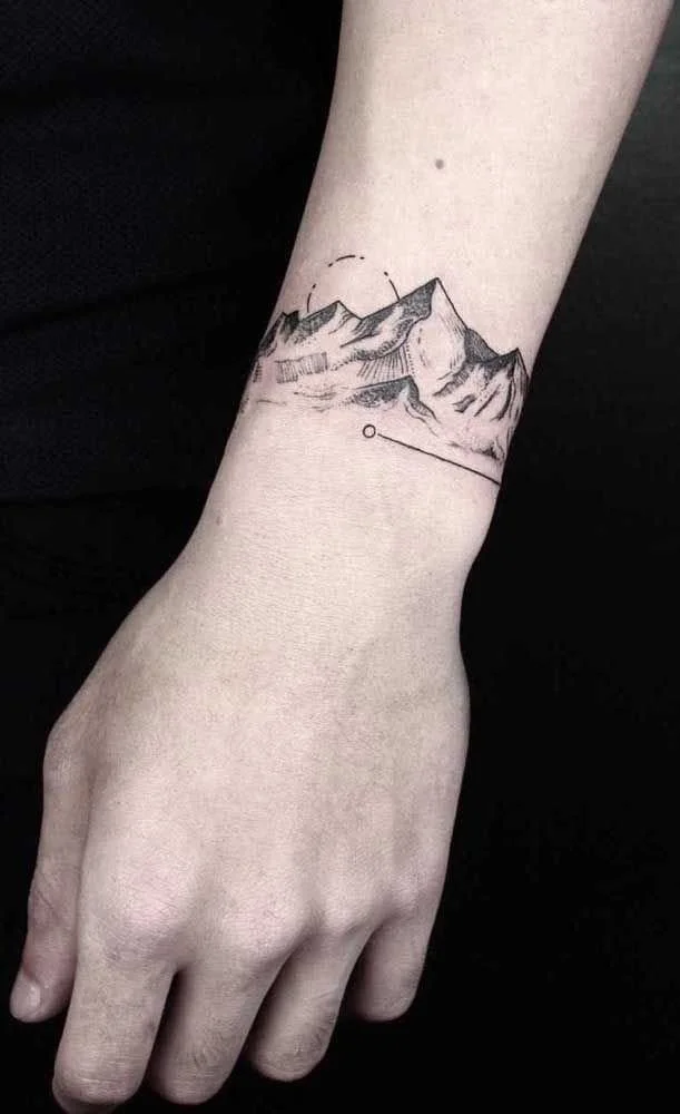 Mountain Wrist Tattoo for men