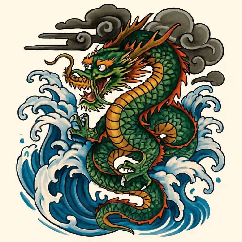 Oldschool Dragon Tattoo Japanese dragon imagery developed through several influences