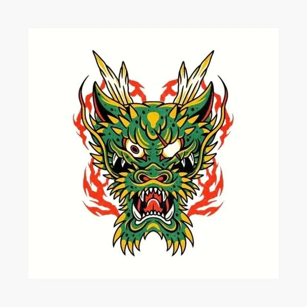 Oldschool Dragon Tattoo | 3. Traditional Dragon Head Tattoo