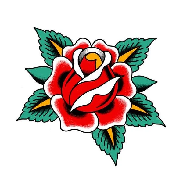 Oldschool Tattoo Art: Roses are commonly associated with love, beauty and remembrance