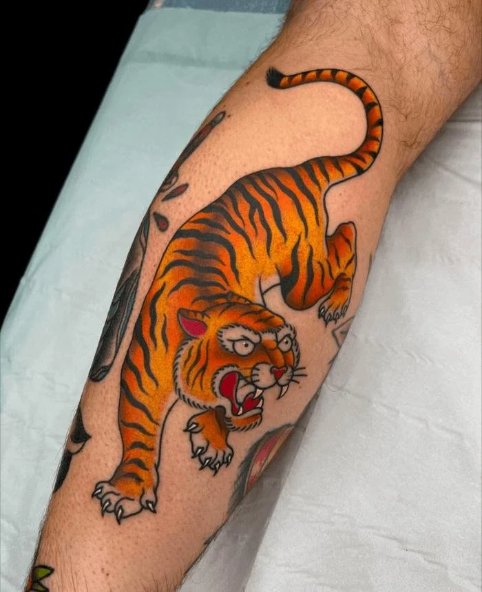 Oldschool Tiger Tattoo Works well for vertical tiger designs and standalone traditional artwork.