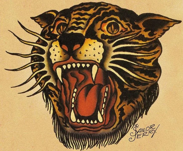 Oldschool Tiger Tattoo 1. Roaring Tiger Head Tattoo