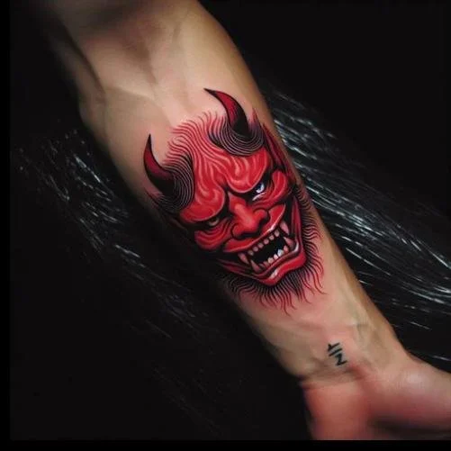 What Does a Red Japanese Oni Tattoo Mean?
