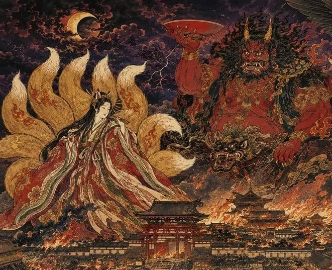 Tamamo-no-Mae and Kitsune tattoo in Japan