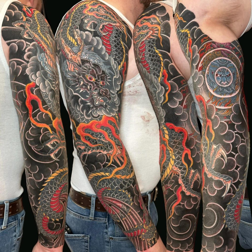 tattoo style Japanese for flowing compositions, American traditional for bold simplicity, or blackwork for a dramatic silhouette.
