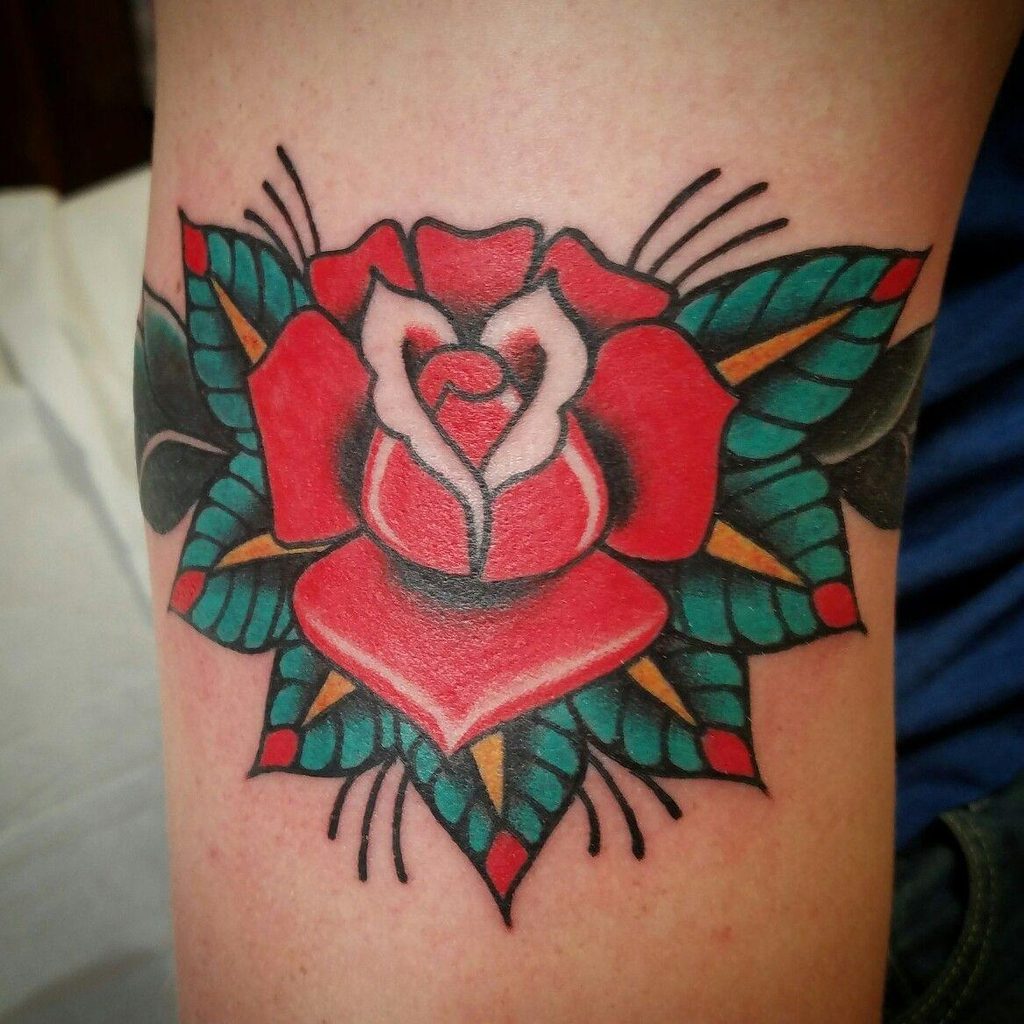 Realism tattoo shading red flower