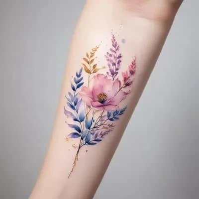 Watercolor Tattoo Style Soft pastel palettes