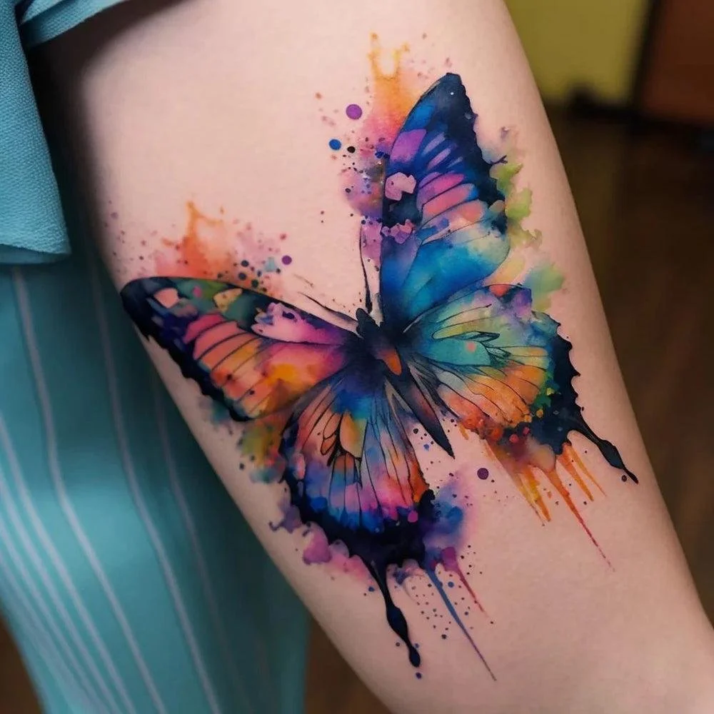 Watercolor Tattoo with butterfly design