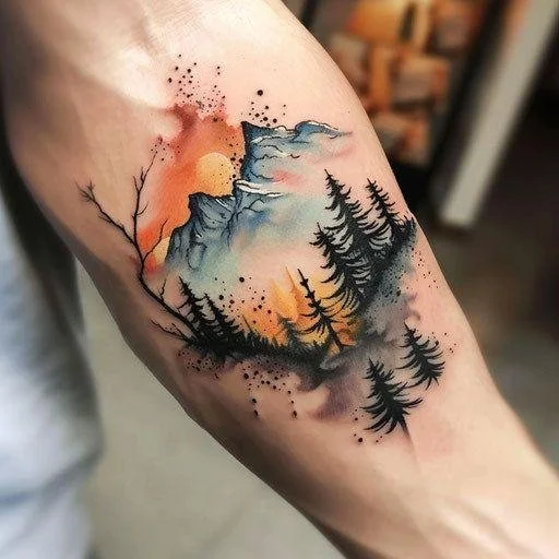 Watercolor Tattoo scenery 