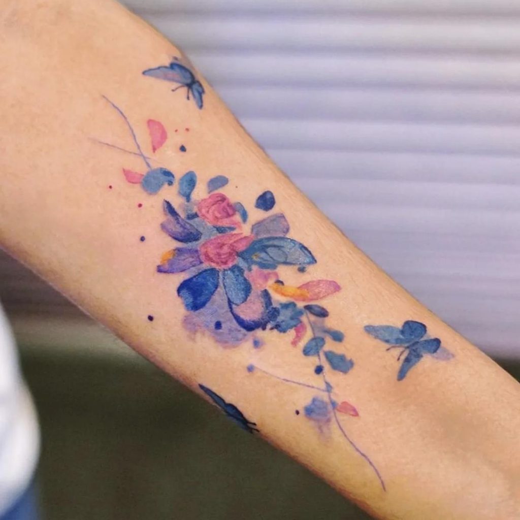Watercolor Tattoo Style is a contemporary tattoo approach that imitates the visual appearance of watercolor painting.