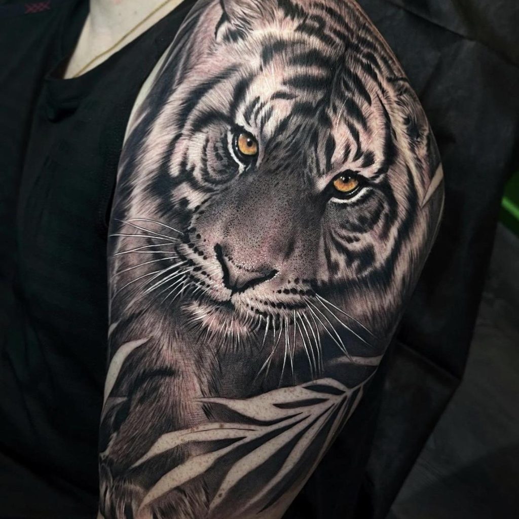 realism tattoo tiger full arm
