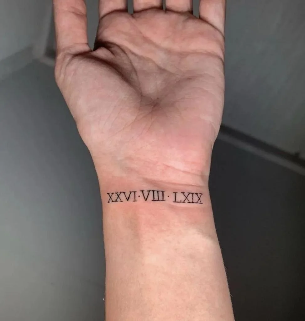 2026 roman number men wrist tattoo