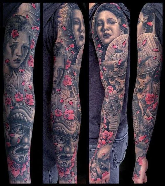 Geisha Tattoo full Sleeve
